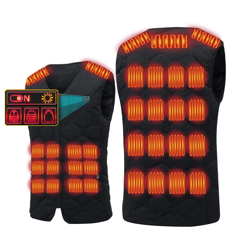 TENGOO 35 Areas Electric Heated Vest 5-control USB/DC Charging Unisex Washable Outdoors Winter Warm Heating Clothing