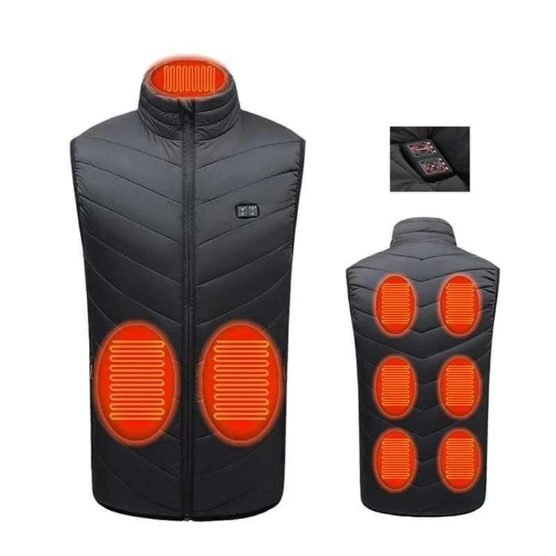 TENGOO 9 Areas Electric Heated Vest for Men Women Washable Outdoors Winter Warm 2-control Heating Clothing