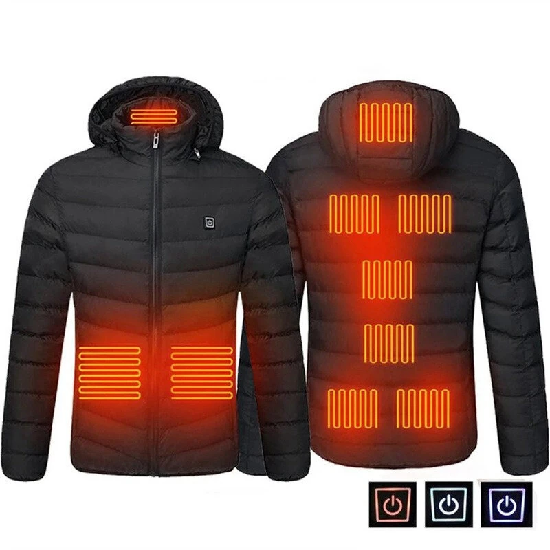 TENGOO 9 Zones Smart Electric Heated Jacket - 60s Fast Heating, USB Charging, Warm Outdoors Sports Thermal Coat Clothing Cotton Jacket — view 11