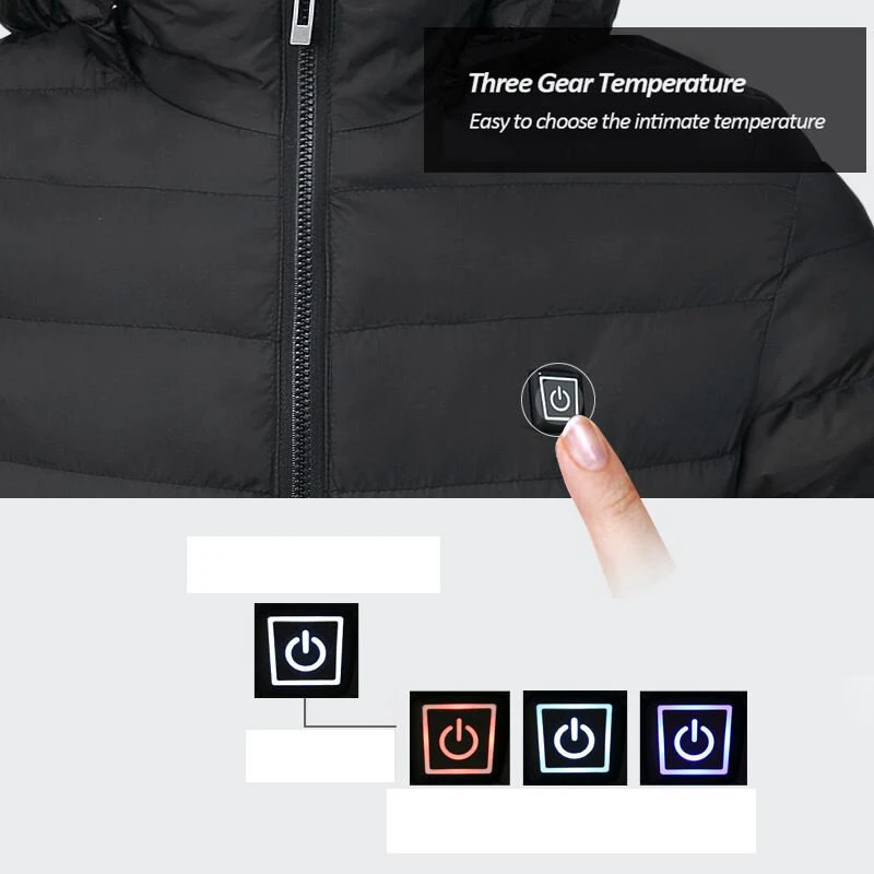 TENGOO 9 Zones Smart Electric Heated Jacket - 60s Fast Heating, USB Charging, Warm Outdoors Sports Thermal Coat Clothing Cotton Jacket — view 8