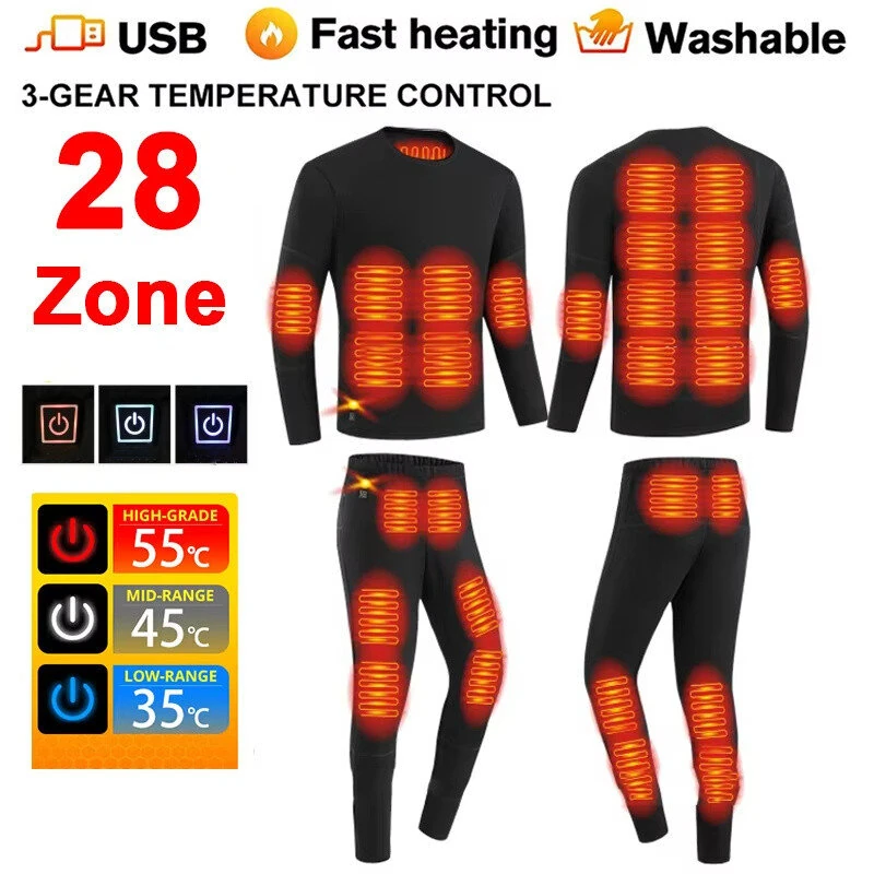 TENGOO HD-28 Unisex Electric Heated Top Pant Set, 28 Heating Areas, Full Body Thermal, USB Charging, Long Sleeves Trousers Suit for Winter Outdoors — view 2
