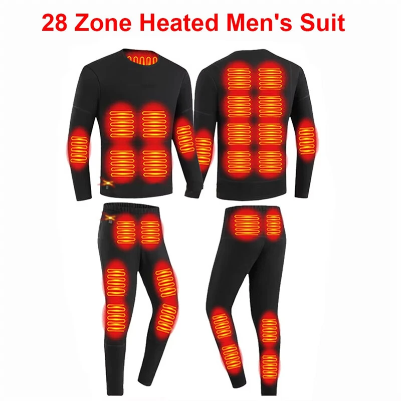 TENGOO HD-28 Unisex Electric Heated Top Pant Set, 28 Heating Areas, Full Body Thermal, USB Charging, Long Sleeves Trousers Suit for Winter Outdoors — view 3