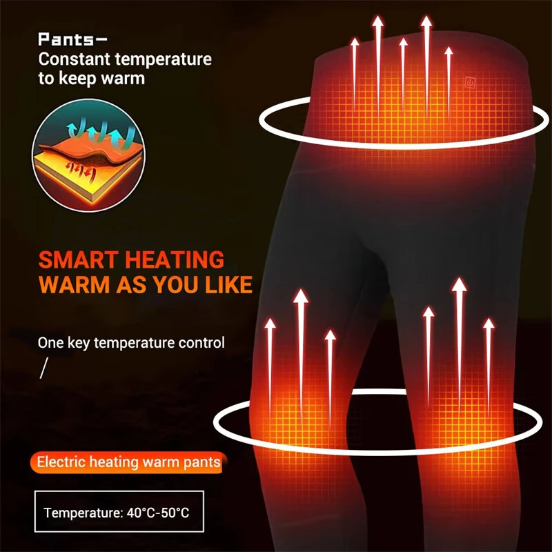 TENGOO HD-28 Unisex Electric Heated Top Pant Set, 28 Heating Areas, Full Body Thermal, USB Charging, Long Sleeves Trousers Suit for Winter Outdoors — view 4