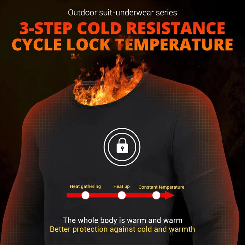 TENGOO HD-28 Unisex Electric Heated Top Pant Set, 28 Heating Areas, Full Body Thermal, USB Charging, Long Sleeves Trousers Suit for Winter Outdoors — view 5
