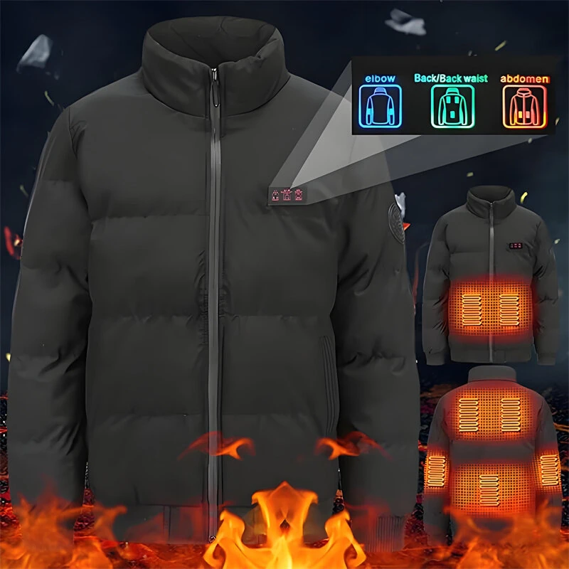 TENGOO HJ-07A Heating Jacket 7 Heated Areas Coat Jacket Three-speed Temperature Control Heated Windbreaker Thermal High Neck Coat for Winter Outdoor Sport — view 2