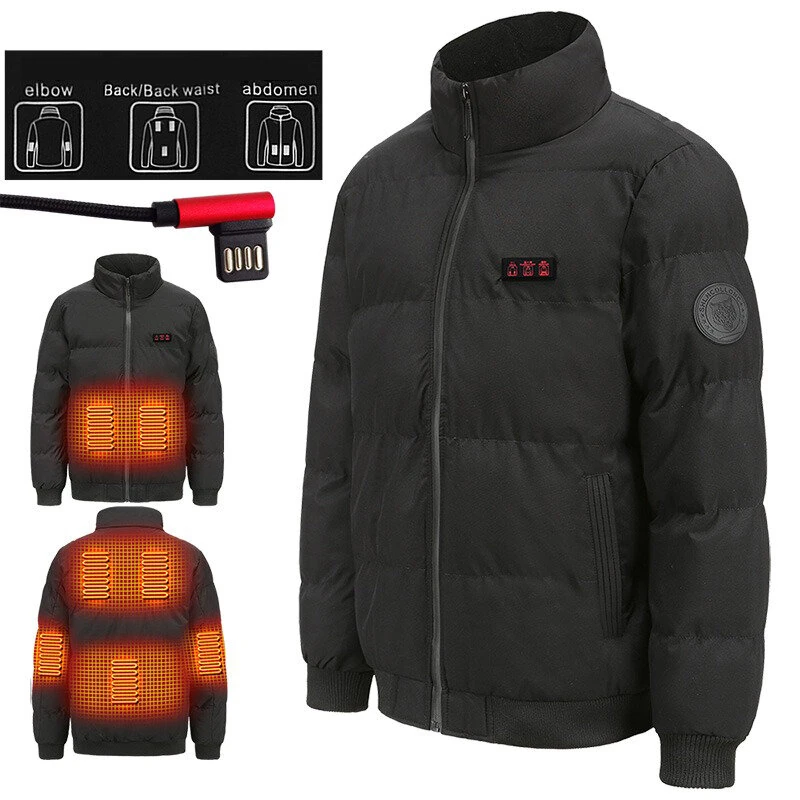 TENGOO HJ-07A Heating Jacket 7 Heated Areas Coat Jacket Three-speed Temperature Control Heated Windbreaker Thermal High Neck Coat for Winter Outdoor Sport — view 8