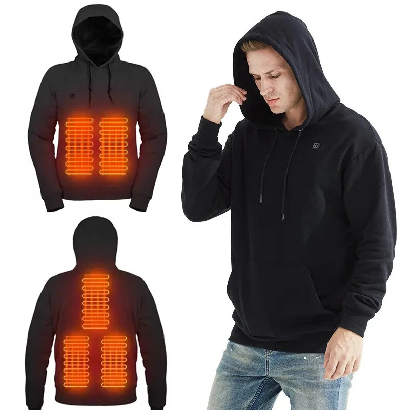 TENGOO HS05B Smart Heated Sweatshirt 5 Heating Areas Quick Heating USB Rechargeable Washable Safety Fashion Oversize Jacket for Winter Outdoors Keep Warm — view 11