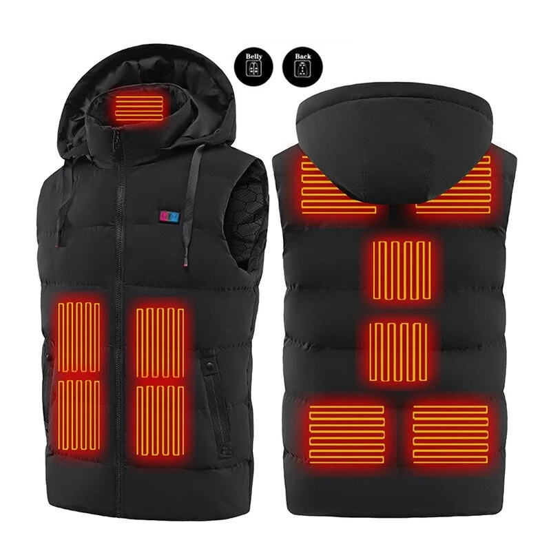 TENGOO HT-11 11 Areas Unisex Heated Hooded Vest Unisex 3-Gears Temperature Control USB Electric Thermal Vest Winter Outdoor Warm Clothing — view 10