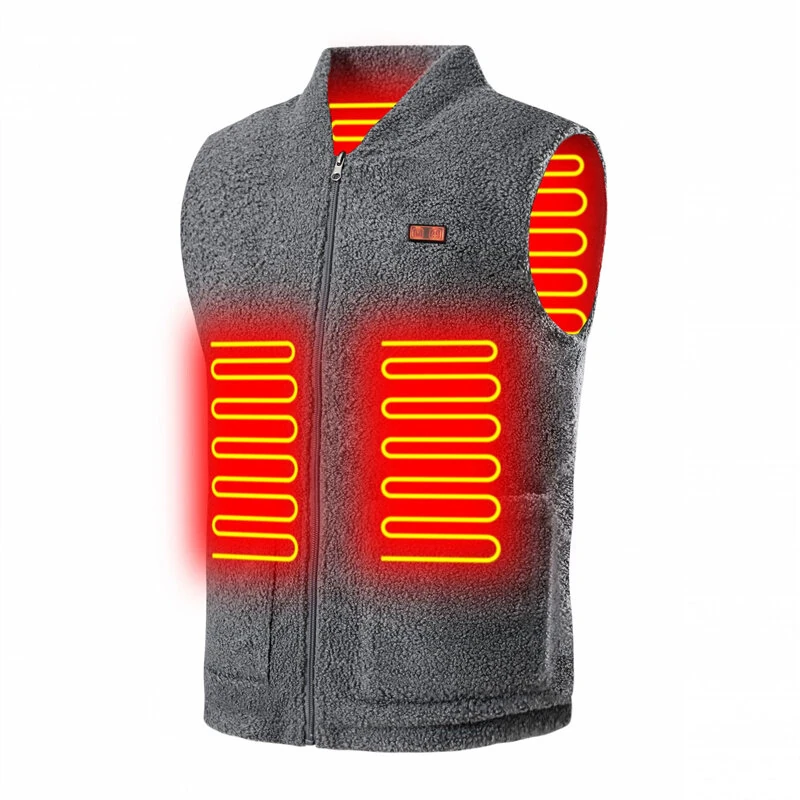 TENGOO HV-08G Heated Vest 8 Heating Areas USB Charging 3 Gear Temperature Control Grey Plush Windproof Outdoor Winter Warm Clothing — view 4