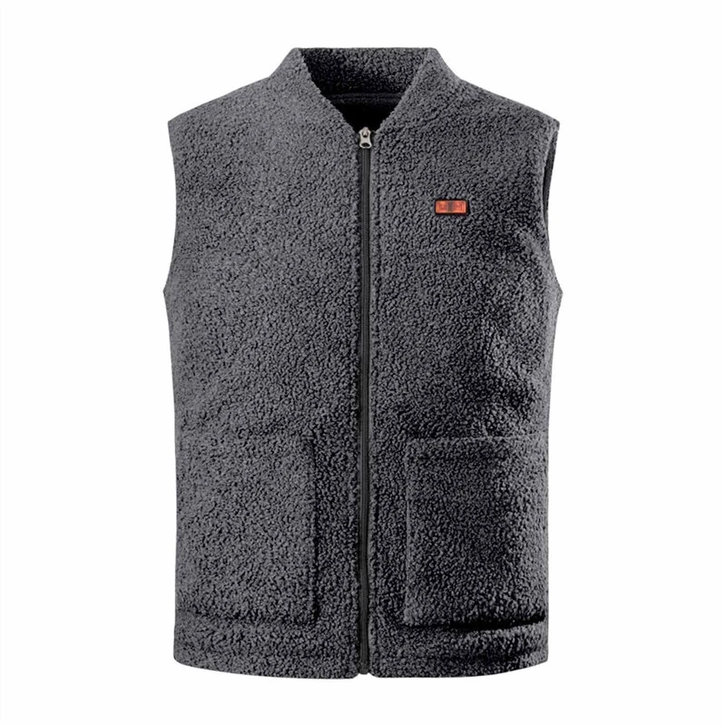 TENGOO HV-08G Heated Vest 8 Heating Areas USB Charging 3 Gear Temperature Control Grey Plush Windproof Outdoor Winter Warm Clothing — view 5