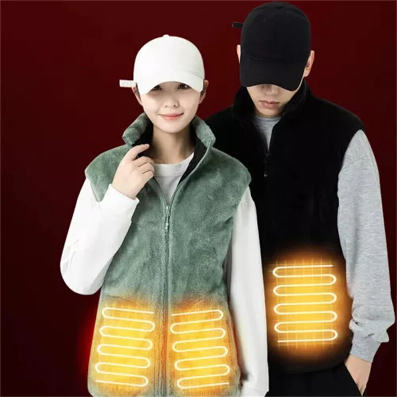 TENGOO HV-09F Heated Vest 9 Heating Areas USB Charging 3 Gear Temperature Control Coral fleece Windproof Outdoor Winter Warm Clothing — view 2