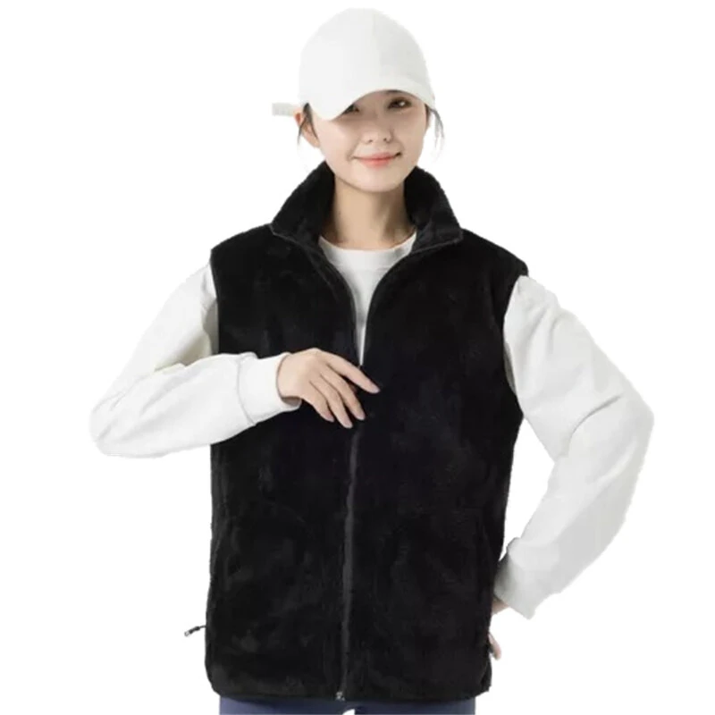 TENGOO HV-09F Heated Vest 9 Heating Areas USB Charging 3 Gear Temperature Control Coral fleece Windproof Outdoor Winter Warm Clothing — view 4