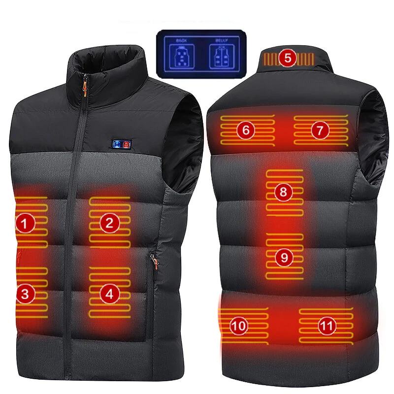 TENGOO HV-11 Heated Vest 11 Heating Areas Men Jacket Heated Winter Womens Electric Usb Heater Tactical Jacket Man Thermal Vest Body Warmer Coat — image 1