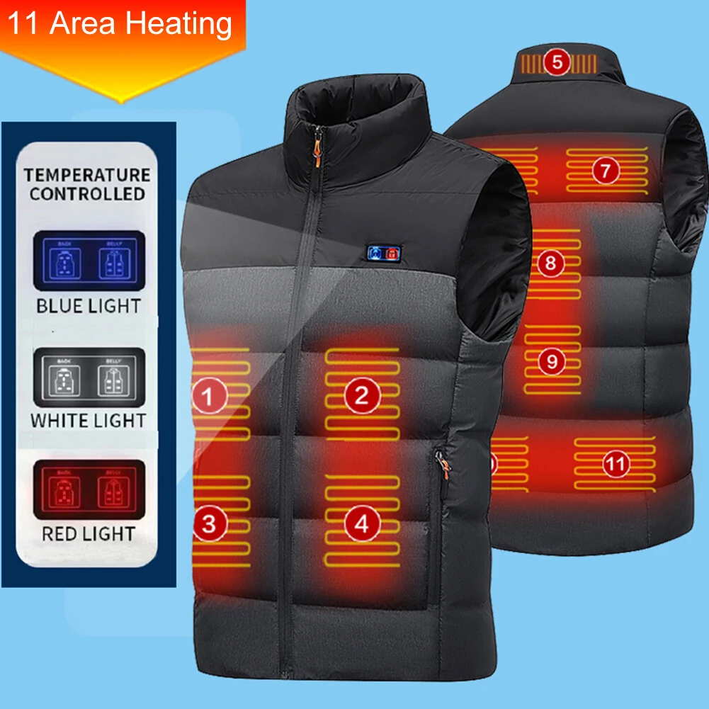 TENGOO HV-11 Heated Vest 11 Heating Areas Men Jacket Heated Winter Womens Electric Usb Heater Tactical Jacket Man Thermal Vest Body Warmer Coat — view 2
