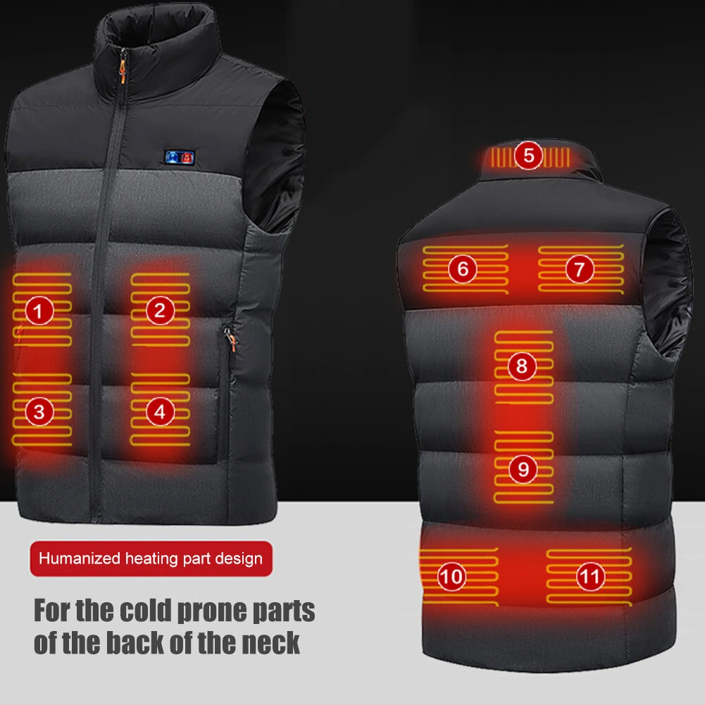 TENGOO HV-11 Heated Vest 11 Heating Areas Men Jacket Heated Winter Womens Electric Usb Heater Tactical Jacket Man Thermal Vest Body Warmer Coat — view 3
