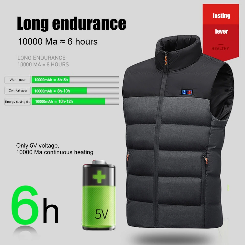 TENGOO HV-11 Heated Vest 11 Heating Areas Men Jacket Heated Winter Womens Electric Usb Heater Tactical Jacket Man Thermal Vest Body Warmer Coat — view 5