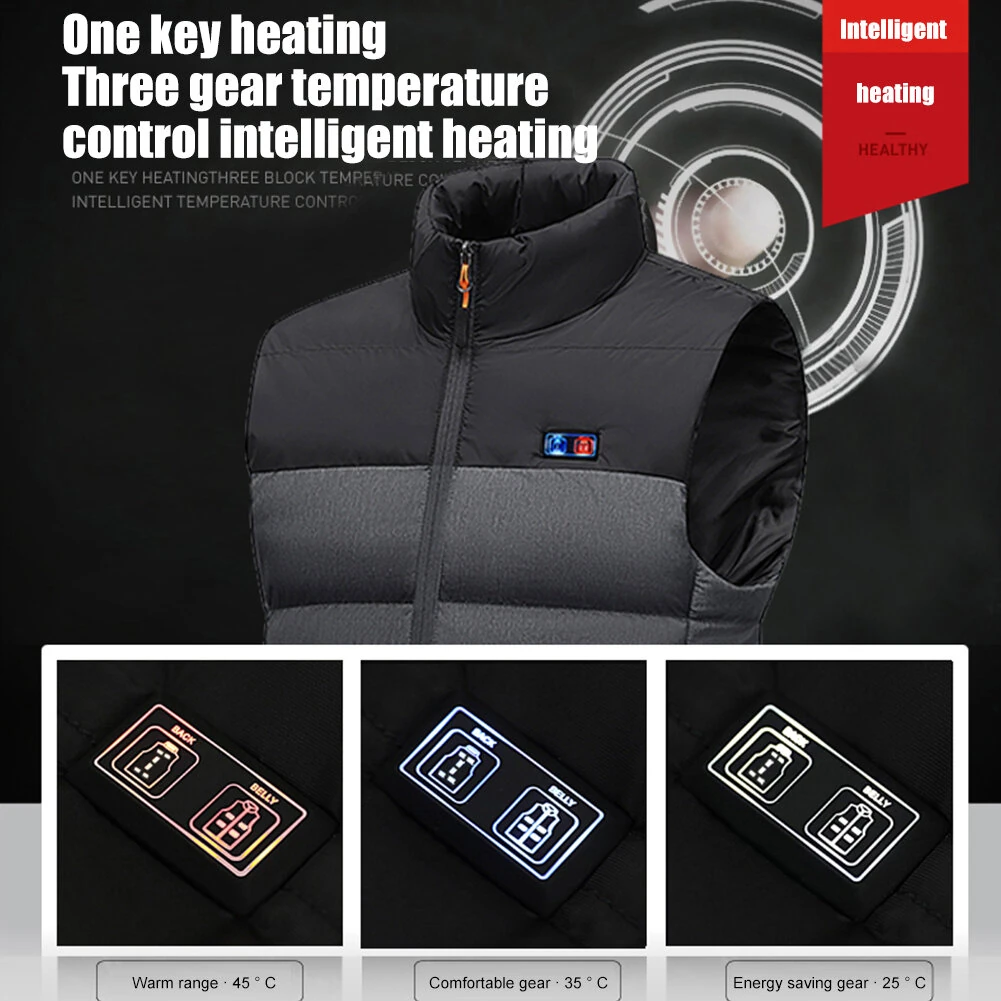 TENGOO HV-11 Heated Vest 11 Heating Areas Men Jacket Heated Winter Womens Electric Usb Heater Tactical Jacket Man Thermal Vest Body Warmer Coat — view 6