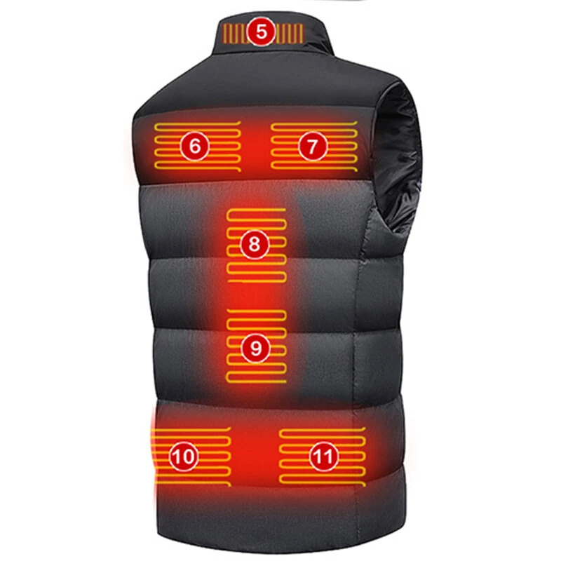 TENGOO HV-11 Heated Vest 11 Heating Areas Men Jacket Heated Winter Womens Electric Usb Heater Tactical Jacket Man Thermal Vest Body Warmer Coat — view 9