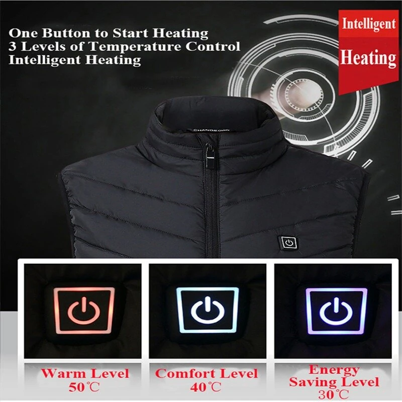 TENGOO HV-13 Electric Heated Vest - 13 Heating Areas Loose Fit for Unisex, USB Chargeable & Waterproof for Winter Outdoors — view 5