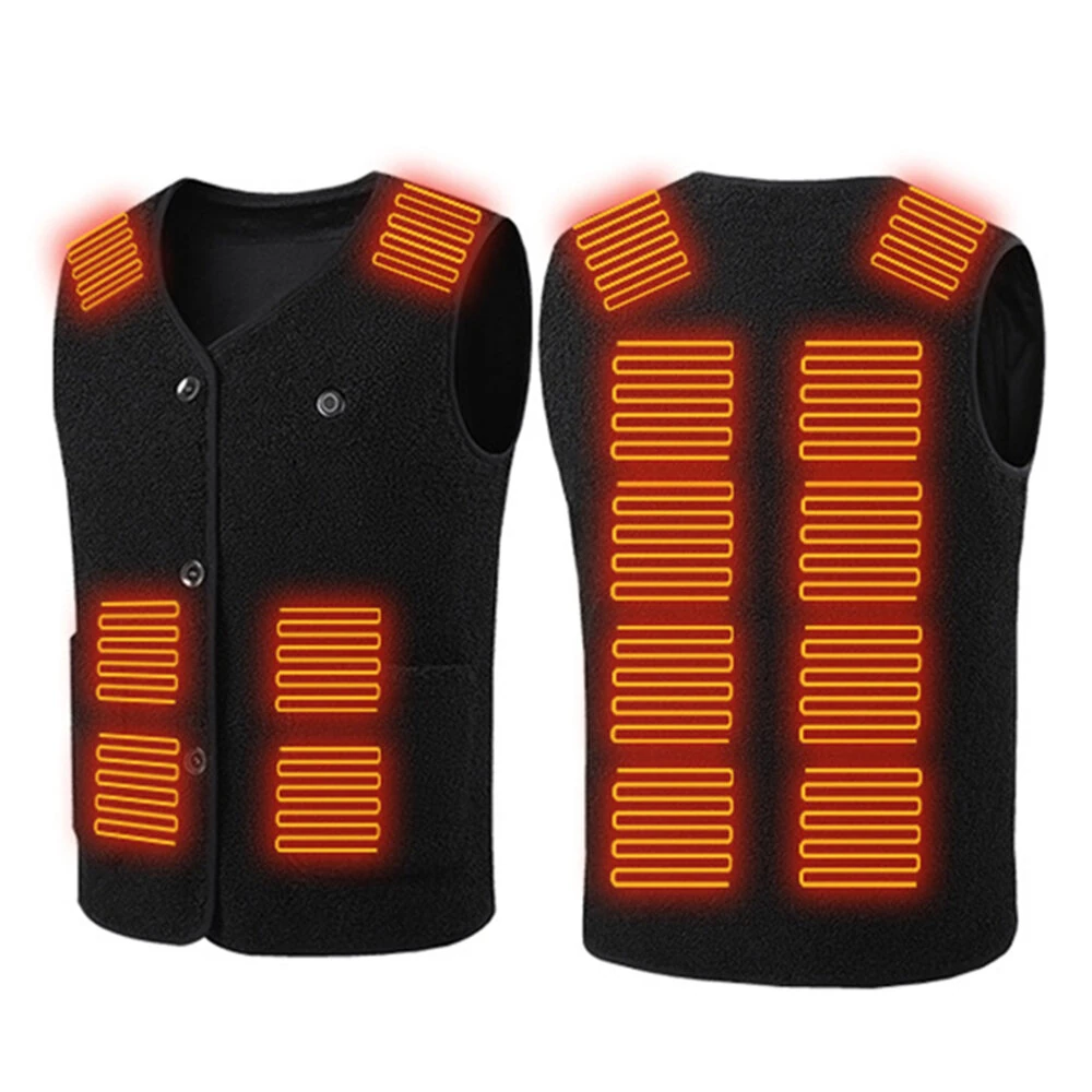 TENGOO HV-16T Heating Vest 16 Heating Areas Teddy Fleece Wram Comfortable Vest Self Heating Vest Usb Electric Thermal Vest Jacket — TENGOO