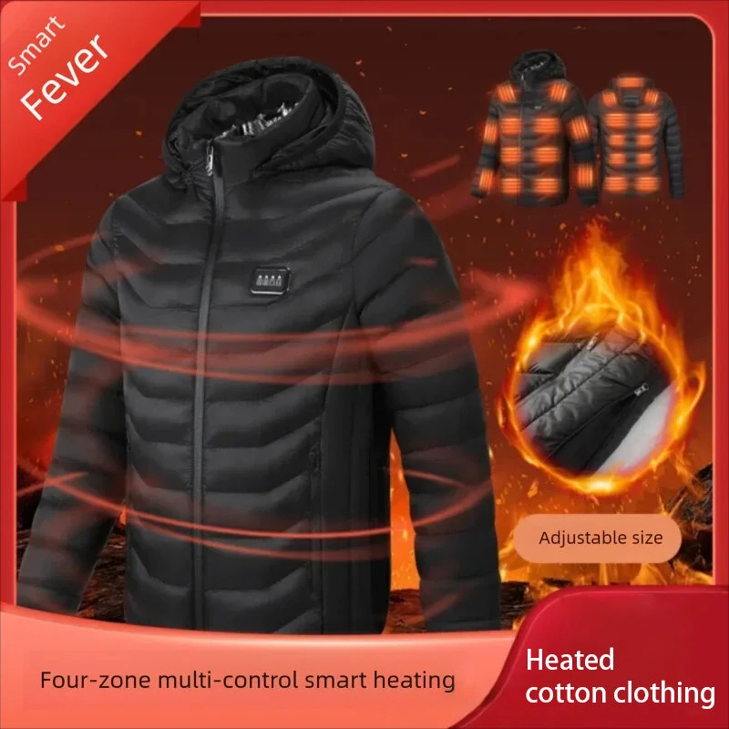 TENGOO HZ-23 23 Zones Heating Jacket Zipper Adjustable Size USB Charging Smart Thermal Warm Jacket Men's Heated Hooded Coat Outdoor Sportswear — view 4