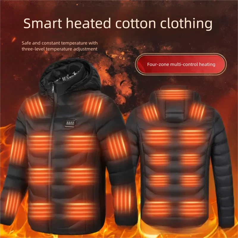 TENGOO HZ-23 23 Zones Heating Jacket Zipper Adjustable Size USB Charging Smart Thermal Warm Jacket Men's Heated Hooded Coat Outdoor Sportswear — view 5