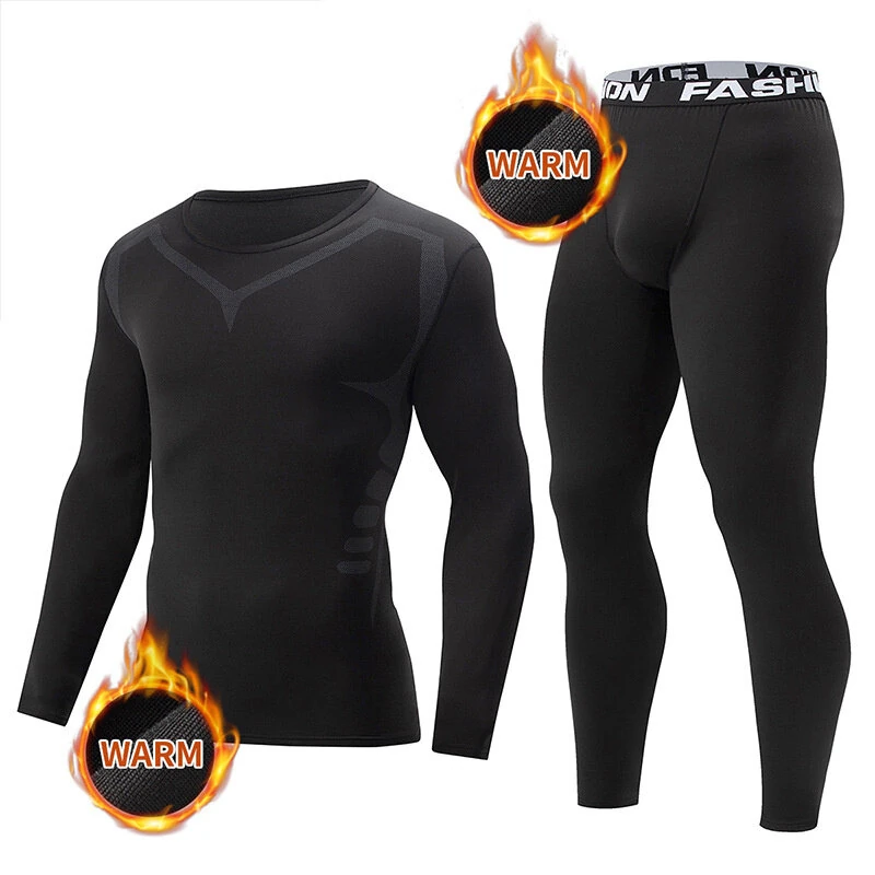 TENGOO Men's Thermal Underwear Set, Long johns set, Compression Thermal Base Layer Set, Moisture Wicking & Breathable Basic Long Sleeve & Letter Belt Leggings Winter Thermal Wear, Men's Thermal Clothing