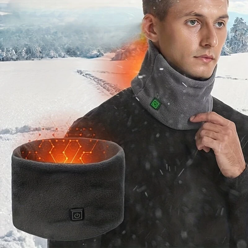 TENGOO USB Charging Electric Heated Neck Scarf 3 Gears Adjustable Intelligent Winter Warm Neckerchief Plush Collar for Men Women