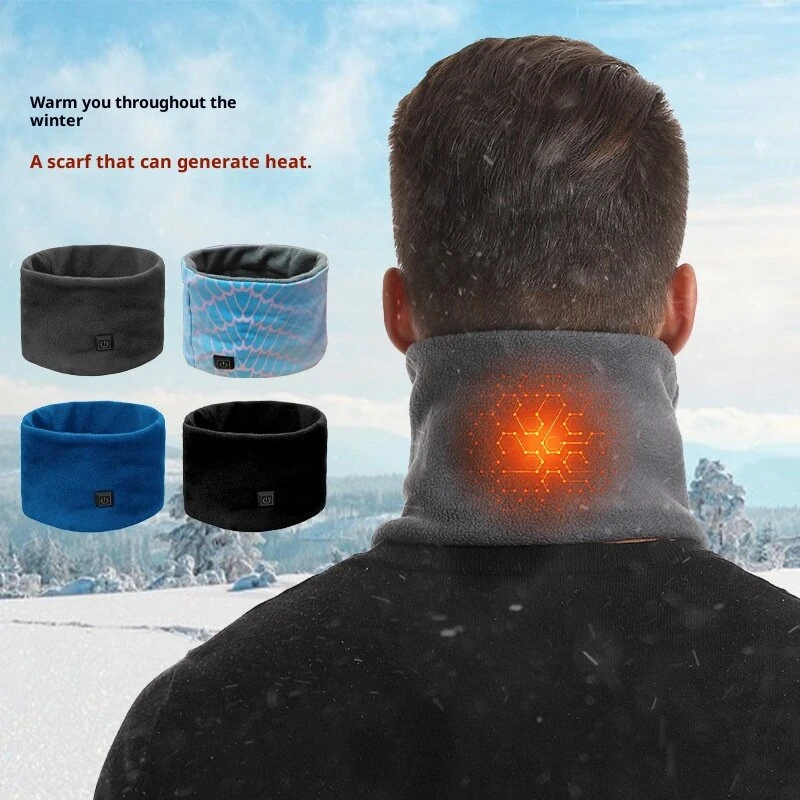 TENGOO USB Charging Electric Heated Neck Scarf 3 Gears Adjustable Intelligent Winter Warm Neckerchief Plush Collar for Men Women — view 3