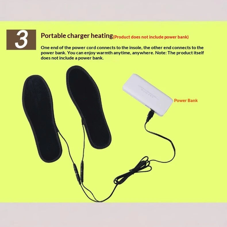 TENGOO USB Charging Heated Insoles Cuttable Washable Winter Warm Electric Feet Warmer Insoles with 3 Heating Methods for Motorcycle Cycling Skiing Hiking Supplies — view 6