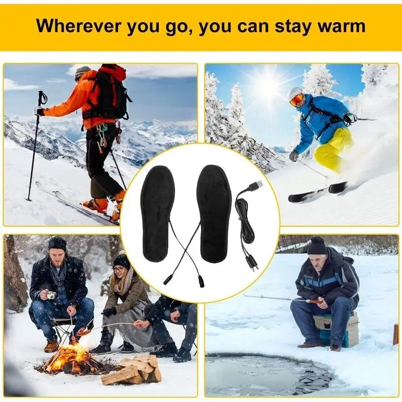 TENGOO USB Charging Heated Insoles Cuttable Washable Winter Warm Electric Feet Warmer Insoles with 3 Heating Methods for Motorcycle Cycling Skiing Hiking Supplies — view 7