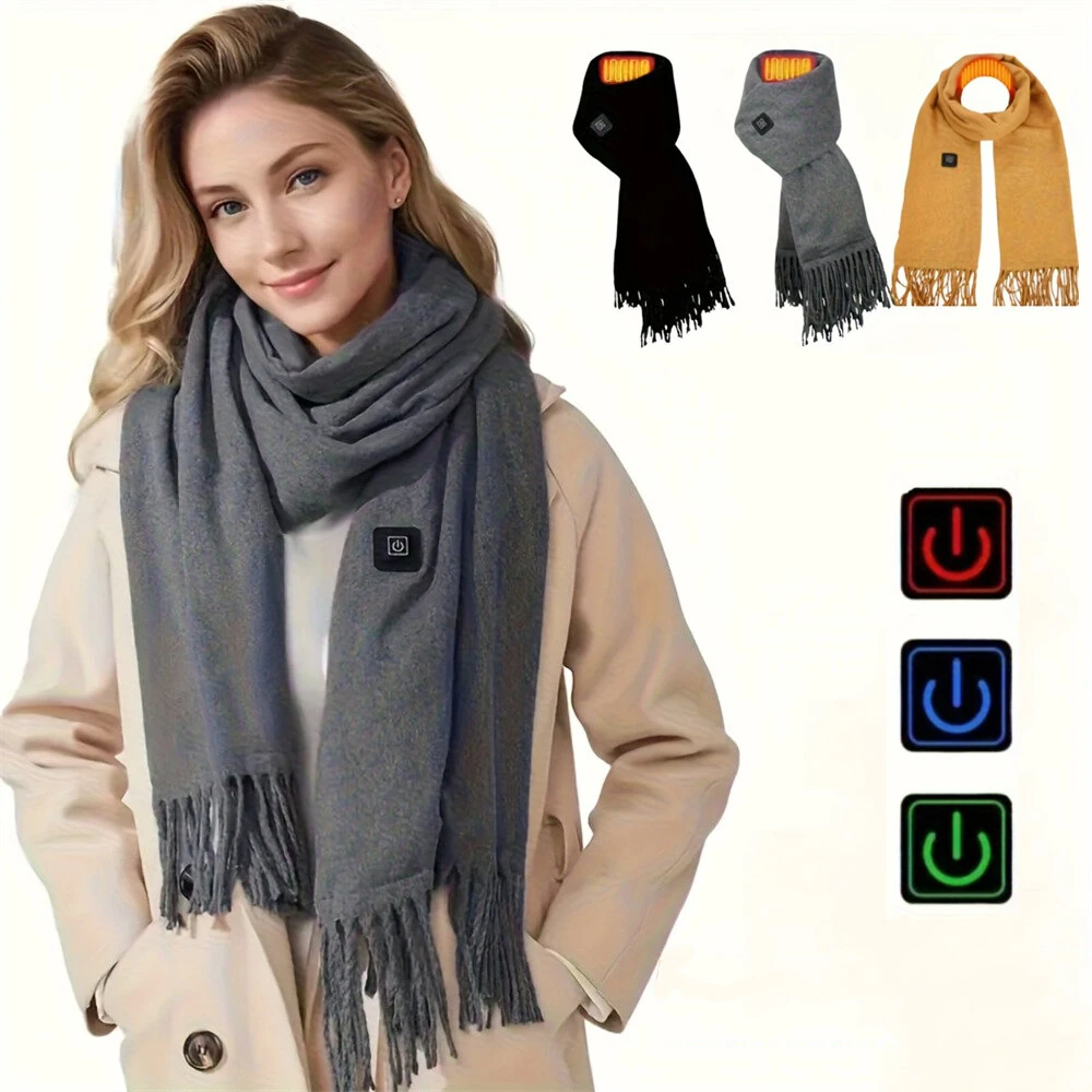 TENGOO USB Charging Heated Scarf 3 Level Temperature Control Soft Warm Winter Heating Warm Neck Wrap for Women Men