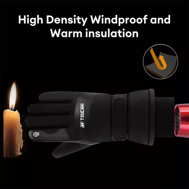 TENGOO USB Heated Gloves for Men Cycling Gloves Winter Waterproof Cold Padded Thickened Touch Screen Gloves Charging Heating Warm Gloves Outdoor Camping Skiing Motorcycle Gloves — view 6
