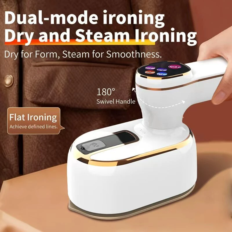 Tevorex 1000W Handheld Garment Steamer, 90° Adjustable Foldable Steam Iron with Digital Display, 2 Iron Modes, 100ml Water Tank, Wrinkle Removal for Travel & Home — view 4
