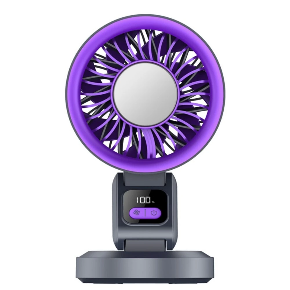 Tevorex 10W Portable Desktop Circulating Fan 7-Blades 100 Levels Wind Adjustable Quiet Operation Long Battery Rechargeable Wall-Mounted Mini Cooling Fan with LED Digital Display for Home Office — image 1