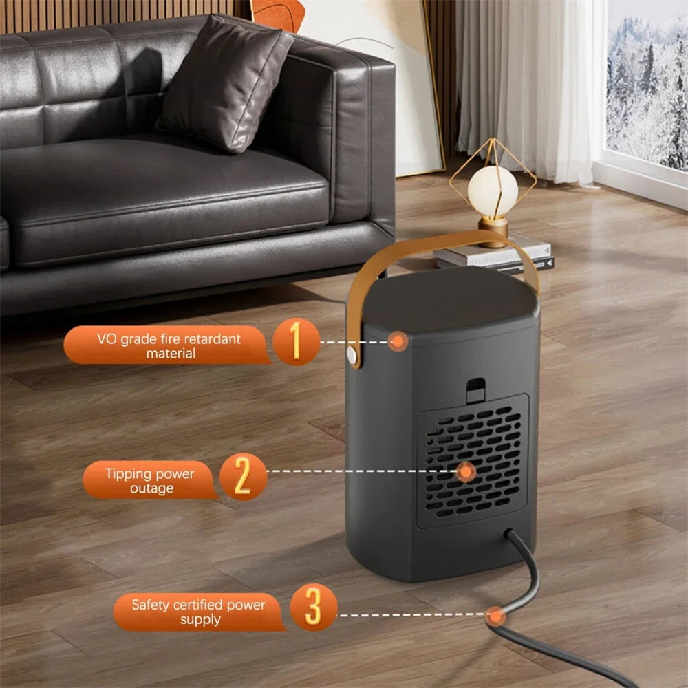Tevorex 1500W Desktop Space Heater with Digital Display Quiet Rapid Heating, High-Power PTC Warm Fan for Home & Office — view 4