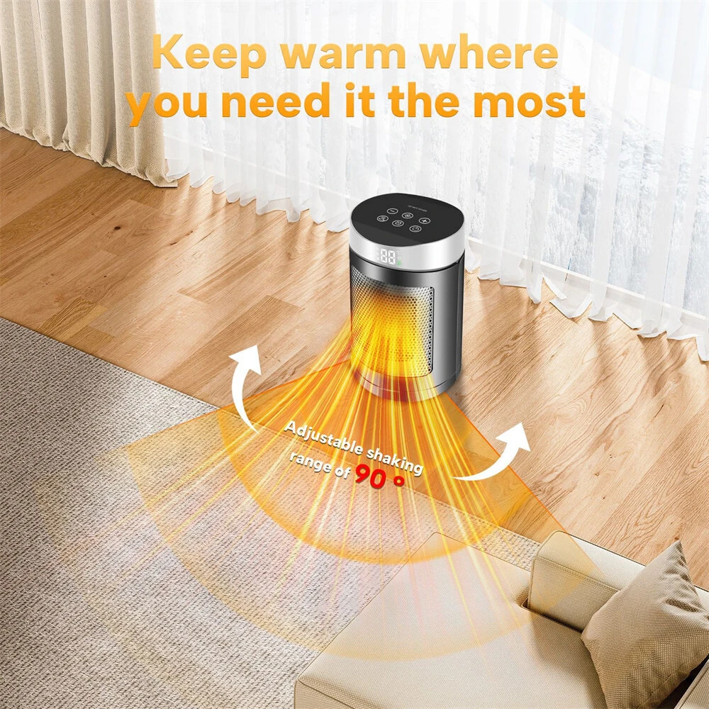 Tevorex 220V 1500W Smart Space Heater with Touch Screen & Remote Control, Automatic Temperature Control, Overheat & Tip-Over Protection for Home or Office — view 3