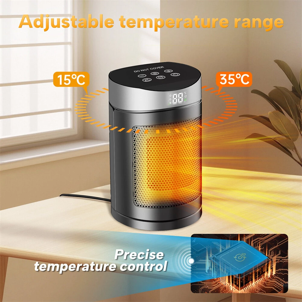 Tevorex 220V 1500W Smart Space Heater with Touch Screen & Remote Control, Automatic Temperature Control, Overheat & Tip-Over Protection for Home or Office — view 4