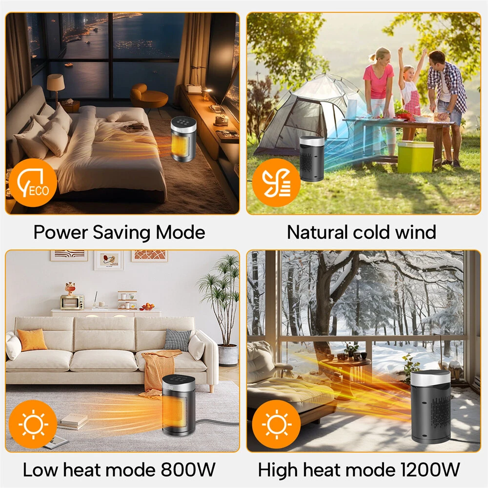 Tevorex 220V 1500W Smart Space Heater with Touch Screen & Remote Control, Automatic Temperature Control, Overheat & Tip-Over Protection for Home or Office — view 7