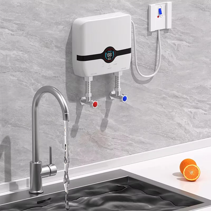 Tevorex 220V 6500W Tankless Electric Water Heater, Instant Wall-Mounted Hot Water Heater with LED Touch Screen, Remote Control & Temperature Display for Bathroom or Kitchen — view 5