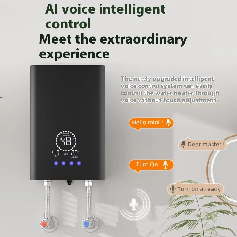 Tevorex 220V 8500W Touch Screen Instant Electric Water Heater AI Voice Control Constant Temperature Variable Frequency Shower Kitchen Fast Heating — view 4