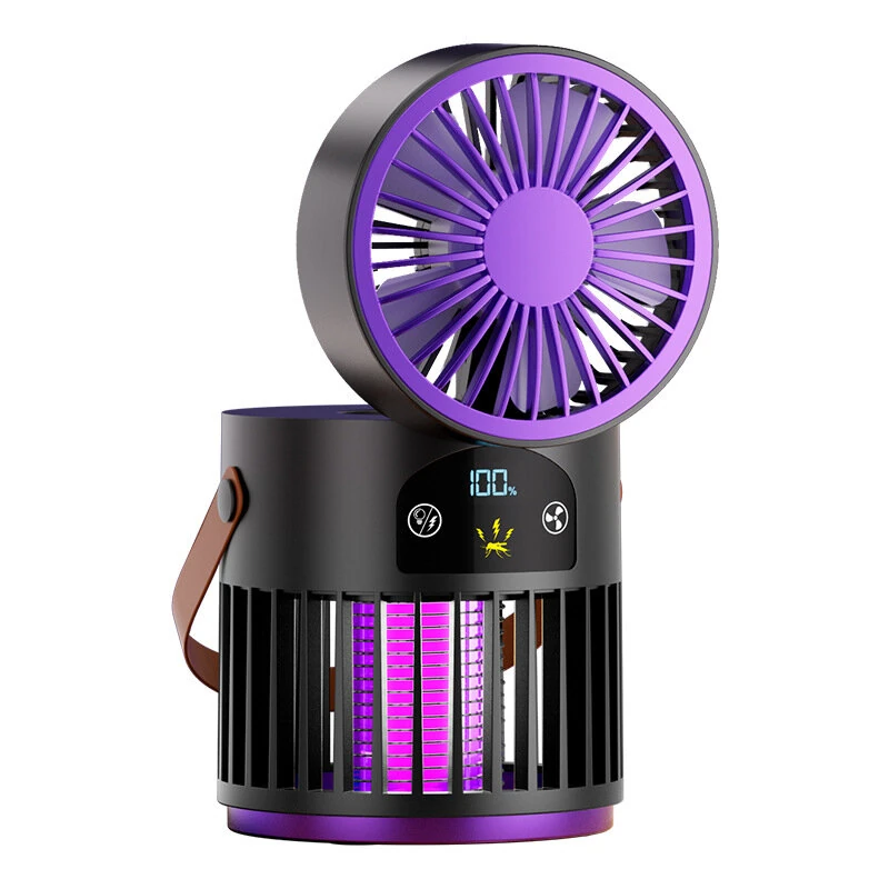 Tevorex 2in1 Wall mounted Fan Mosquito Killing Lamp UV Bug Zapper 5 Speeds Dual Light Modes USB Rechargeable LED Display — image 1