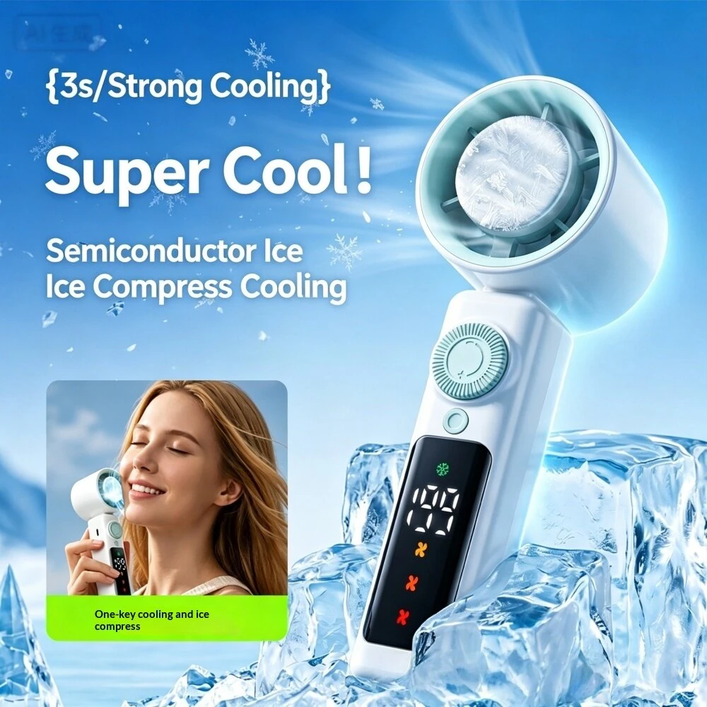 Tevorex 4000mAh Handheld Cooling Fan 199 Gears Speed Adjustable Long Battery 2-In-1 Rechargeable Portable Desktop Fan with LED Display for Indoor Outdoor — view 3