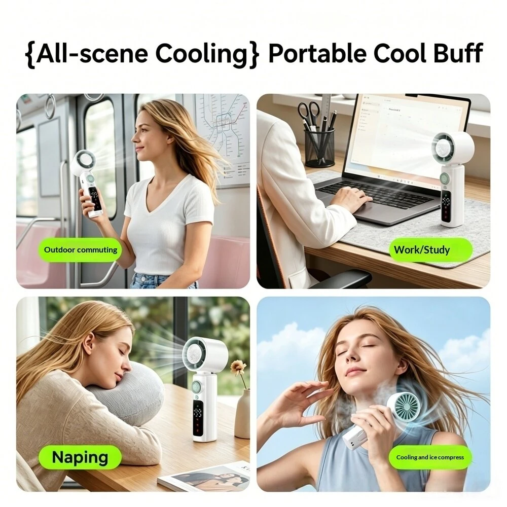 Tevorex 4000mAh Handheld Cooling Fan 199 Gears Speed Adjustable Long Battery 2-In-1 Rechargeable Portable Desktop Fan with LED Display for Indoor Outdoor — view 6