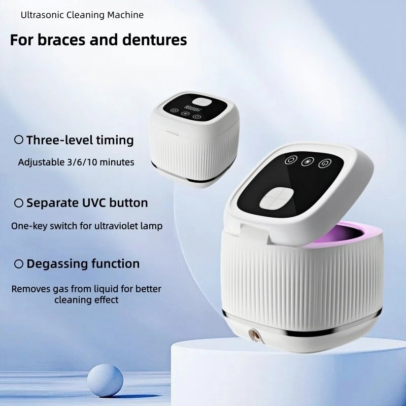 Tevorex 48KHZ High-Frequency Ultrasonic Cleaning Machine 200ml Capacity Three-Level Time Setting UVC Household Ultrasonic Cleaner for Denture Jewelry Pacifier — view 4