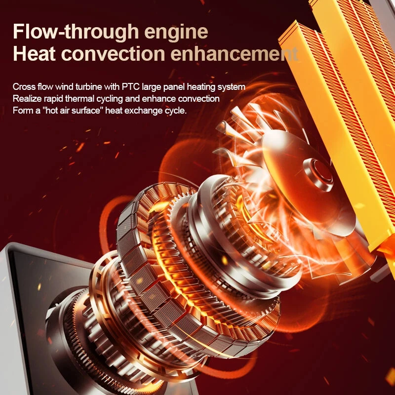 Tevorex 500W PTC Portable Space Heater, Fast Heating Warm Air Blower with 180° Wide-Angle Airflow, Ultra-Quiet Operation, Smart Temperature Control & Tip-Over Protection — view 4