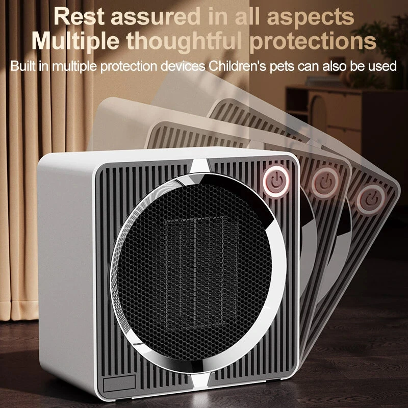 Tevorex 500W PTC Portable Space Heater, Fast Heating Warm Air Blower with 180° Wide-Angle Airflow, Ultra-Quiet Operation, Smart Temperature Control & Tip-Over Protection — view 9