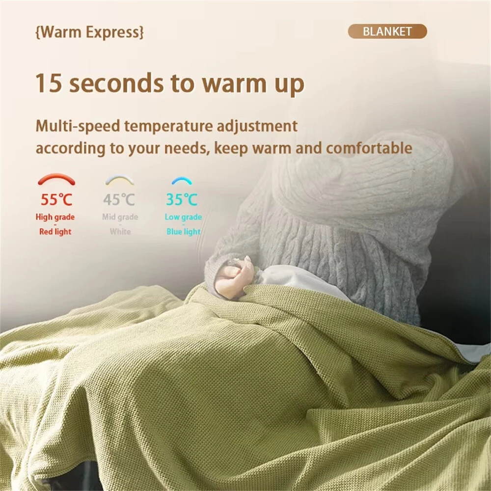 Tevorex Blanket Heating Blanket 15 second Rapid 3 Heating Levels Supports USB And Power Bank Charging, For Office Home And Outdoor Warmth — view 4