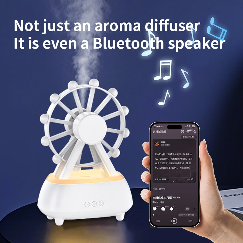 Tevorex Colorful Aromatherapy Humidifier Essential Oil Diffuser with bluetooth Speaker RGB Night Light 300ml Quiet Operation for Bedroom Desktop Home Office — view 4