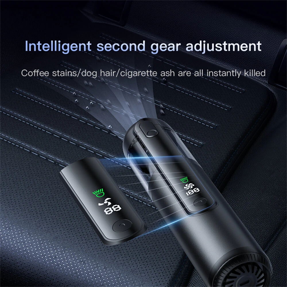 Tevorex Cordless Handheld Car Vacuum with Green Light,16000PA Suction,USB Rechargeable, Brushless Motor, Digital Display, Blow & Suction — view 7